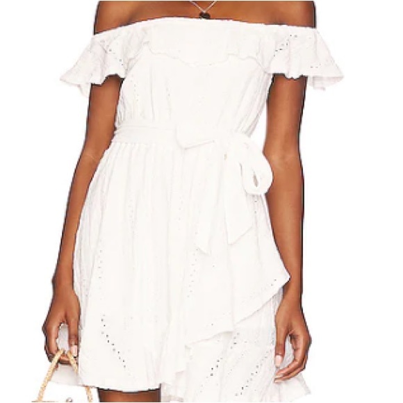 (A5) BCBGeneration Off The Shoulder Dress in White, Size Medium, NWT - Picture 2 of 6